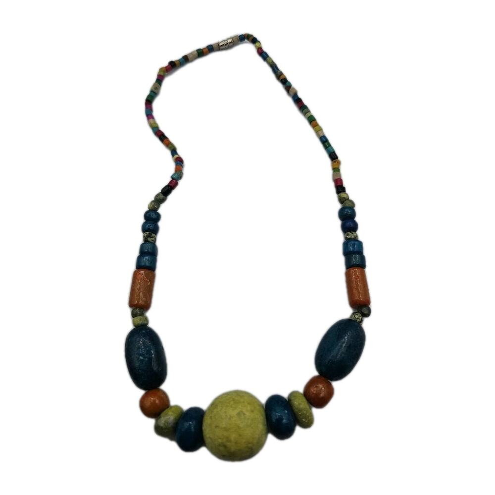 Hand-Elaborated Peruvian Necklace in Multicolor Natural Stone Chavin de Huantar